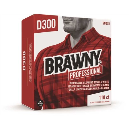 BRAWNY Professional D300 White Disposable Cleaning Towel, Tall Box, 1100PK 20075